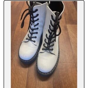 Womens Union Bay White Combat Boots Up Sz 8